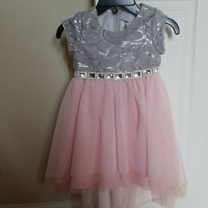 Pink and gray dress with rhinestones